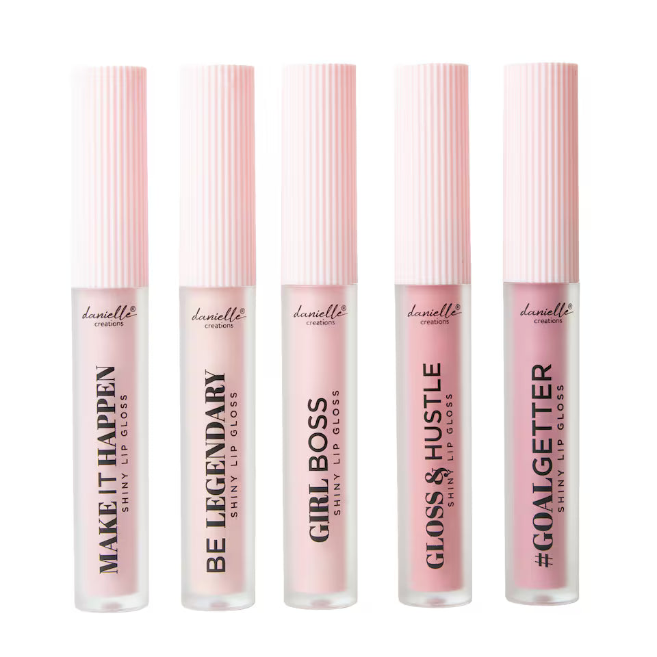 Shiny Lip Gloss Set Soft Nude Light Pink Dazzle Shades 5pcs