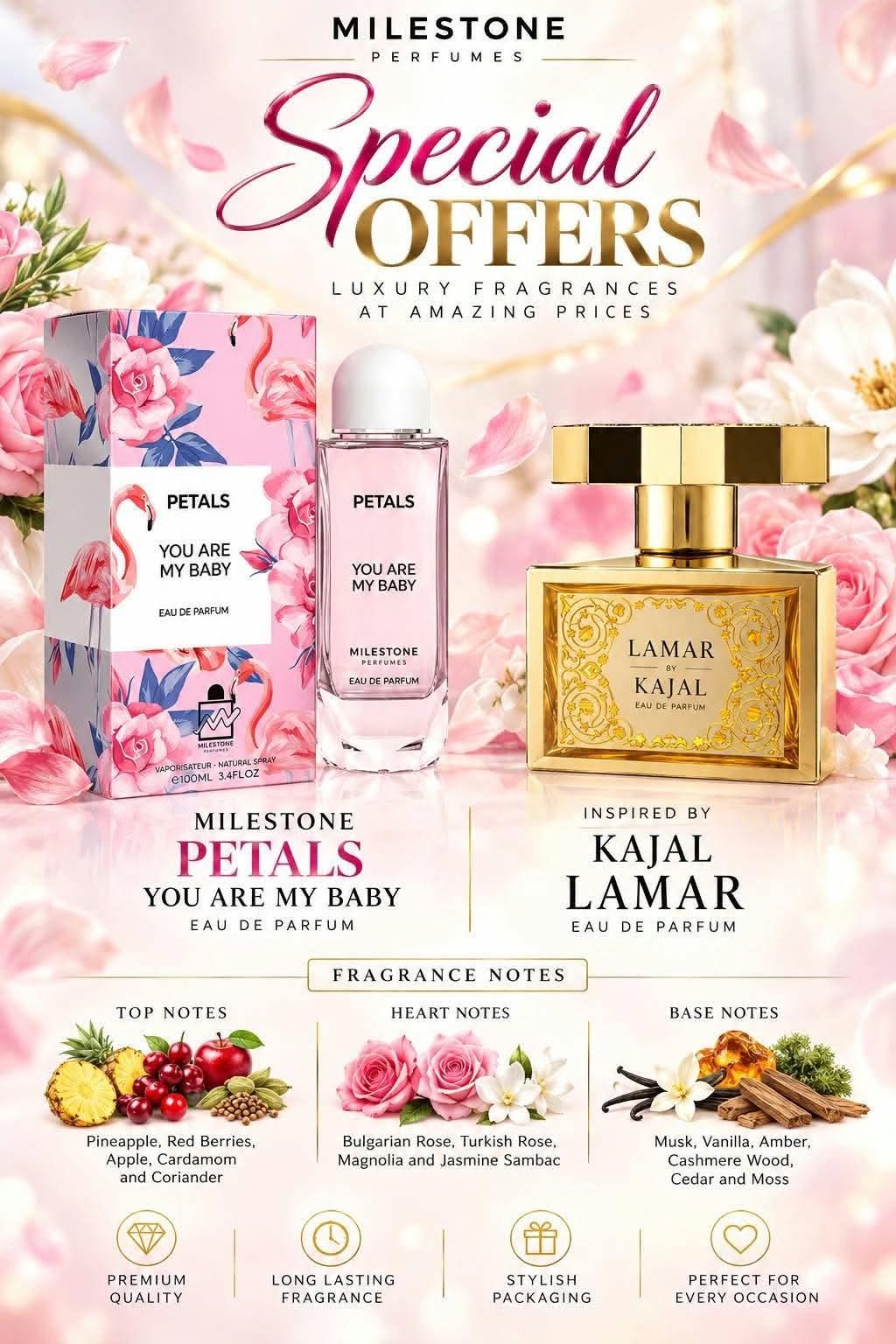Inspired by Kajal Lamar - MILESTONE PETALS YOU ARE MY BABY 100ML EDP