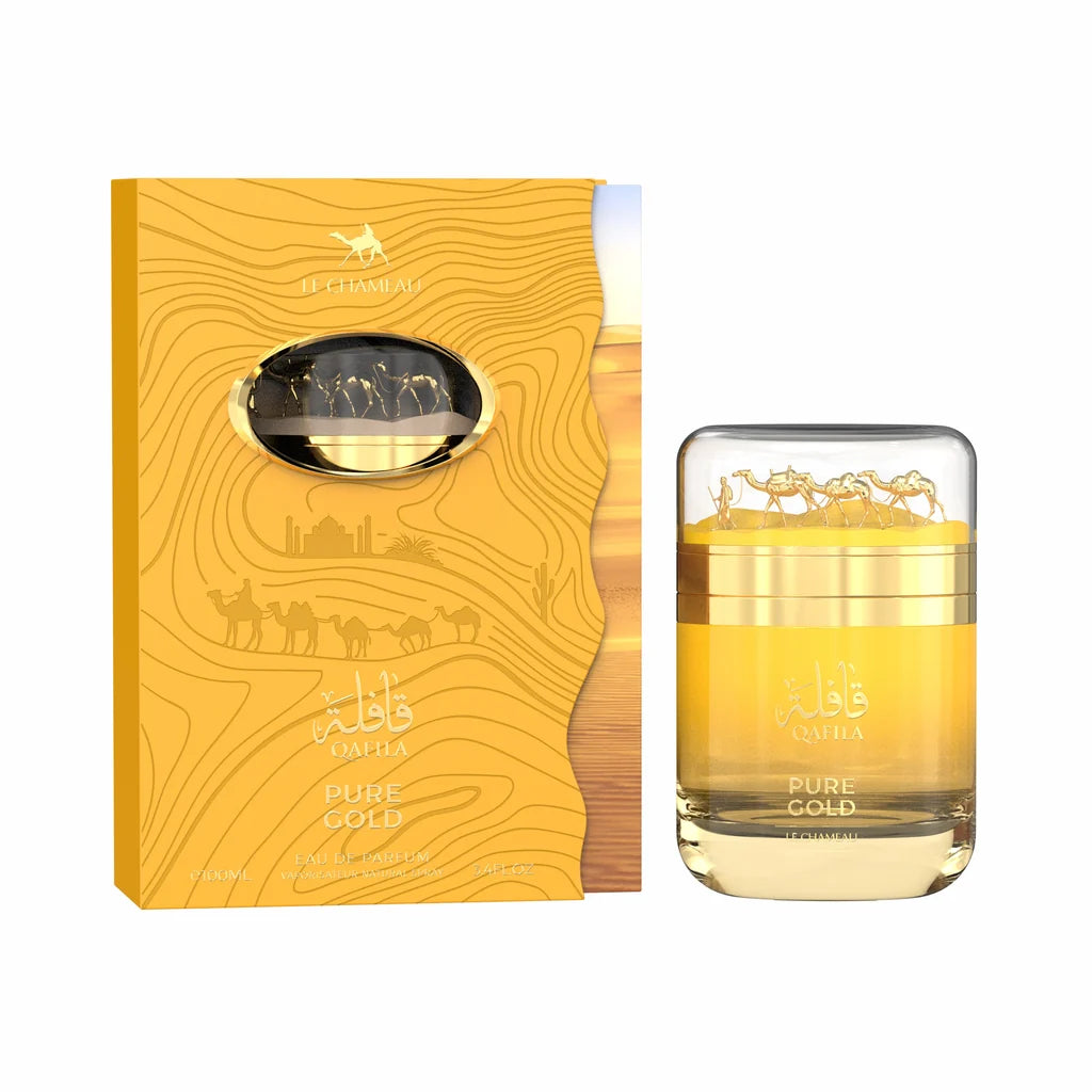 Inspired by Versace Eros Flame mixed with Erba Gold Xerjoff  - LE CHAMEAU Qafila Pure Gold Eau De Parfum 100ML