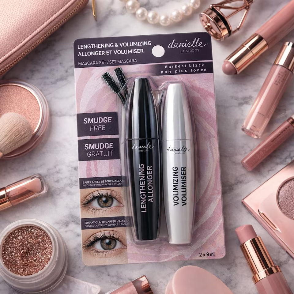 Danielle Creations Dark Black Lengthening & Volumizing Mascara Duo Gift Set