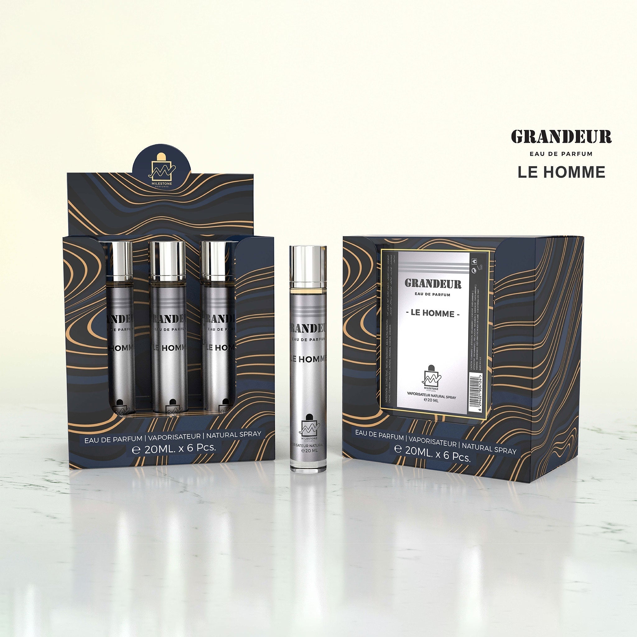 Inspired by Le Male Jean Paul Gautier -  Grandeur Le Homme Eau De Parfum 5x 20ml Plus 1 Free Tester