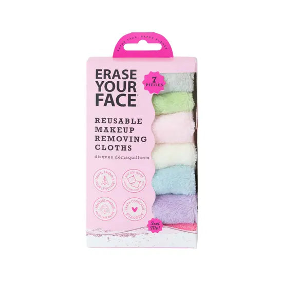 Erase Your Face Makeup removing Cloths 7pk Pastel