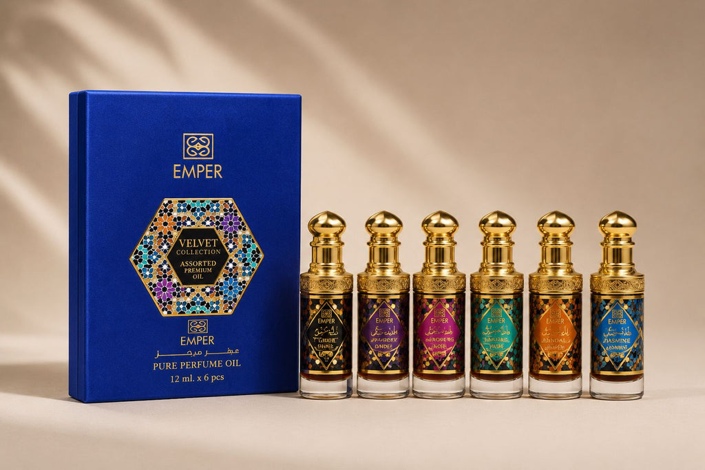 EMPER Velvet Collection Blue Box 6 X 12ml UNISEX HIGLY CONCENTRATED FRAGRANCE OIL SET